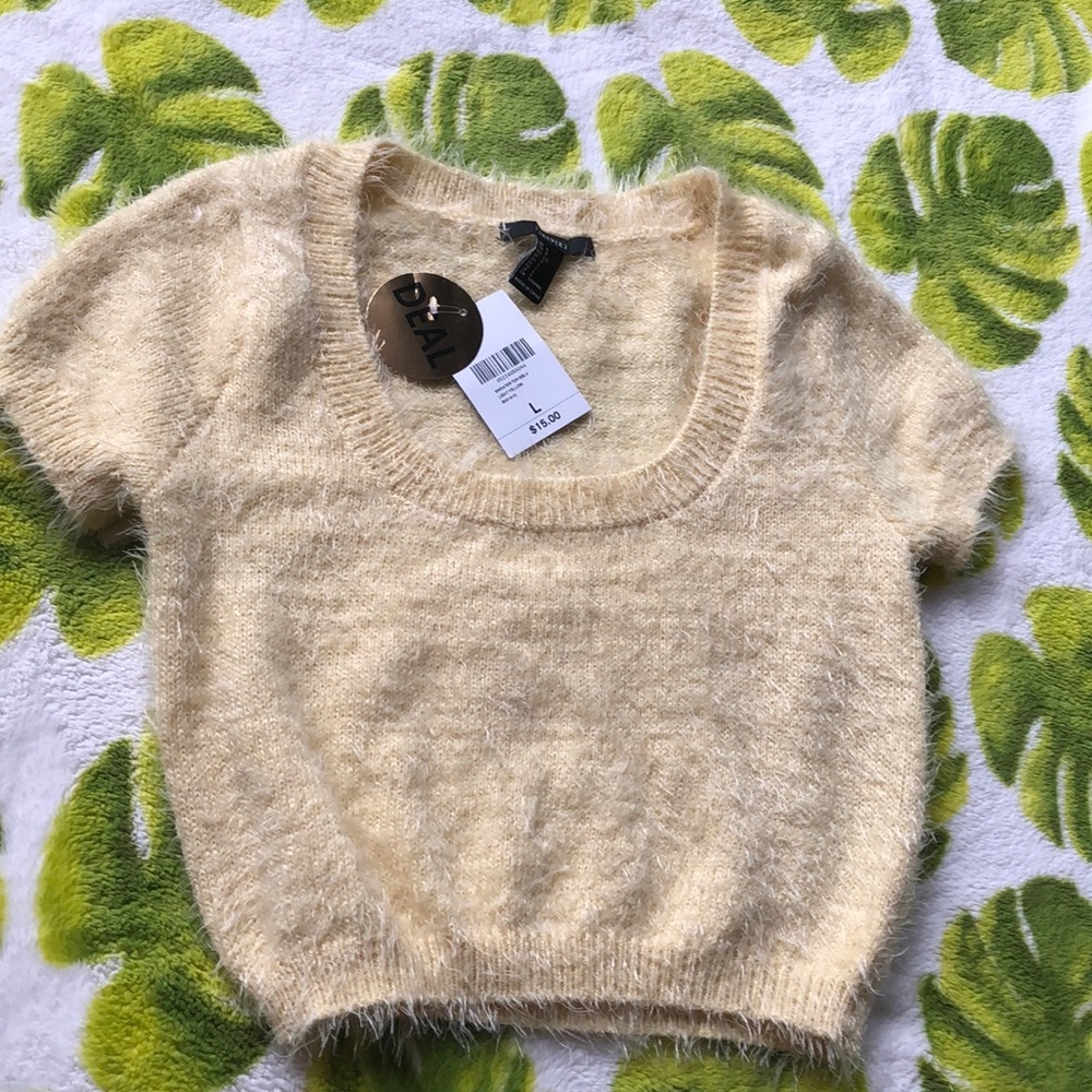 cropped fuzzy shirt